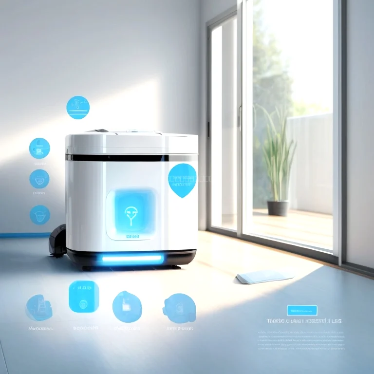 Illustration des Reinigungsprozesses mit AI-Navigation und Staubmanagement